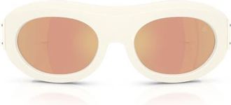 Moncler Ramillon 54mm Polarized Oval Sunglasses in Vanilla /Brown Mirror Gold at Nordstrom