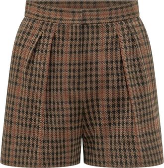Max Mara Checked Shorts - Dames - Korte broeken - Bruin - Maat: S Katoen