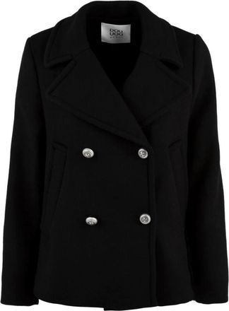 Douuod Sarajevo Double-breasted Coat - Dames - Blazers - Zwart - L - Leer - Jassen
