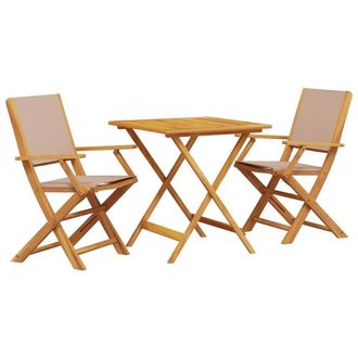 Berkfield Home 3 Piece Bistro Set Taupe Fabric & Solid Wood