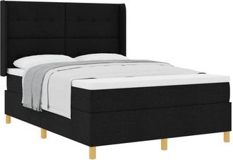 vidaXL Box Spring Bed with Mattress Black 140 x 190 cm Fabric vidaXL