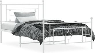 vidaXL Estructura cama sin colchón con estribo metal blanco 107x203 cm Vidaxl