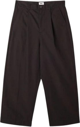 Obey Geplooide broek in zwart - Heren - Straight fit broeken - Zwart - W31 - Polyester - Broeken
