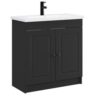 vidaXL Juego De Muebles De Ba&ntilde;o Negro 78,5 X 37,5 X 81 Cm Vidaxl