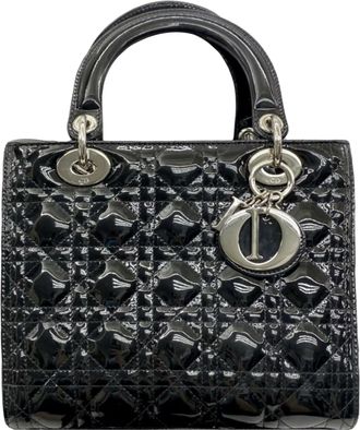 Dior Black Patent Leather Medium Lady Dior
