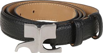 Courr&egrave;ges Black AC Slim Textured Bull Leather Belt