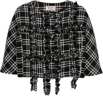 Alessandro Enriquez Blusa de boucl&eacute; a cuadros con volantes - Blouses & Shirts - Mujer - Negro - XS