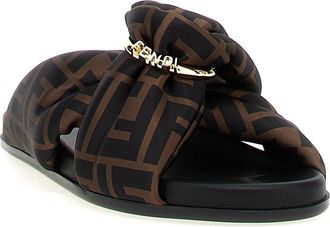 Fendi Womens Brown Polyester Slides Shoe