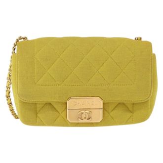 Chanel Chic With Me Flap Quilted Jersey Yellow Cotton Handbag (Pre-Owned)