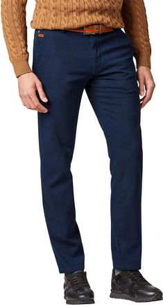 Meyer katoenen broek blauw effen Bonn