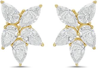Diana M. Jewels 14KW YG 15.00 Ct TW of Lab grown pear and marquise shape diamonds cluster earrings