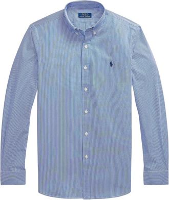 Polo Ralph Lauren Slim-Fit Stretch Poplin Overhemd - Heren - Casual Overhemden - Blauw - S - Katoen - Overhemden