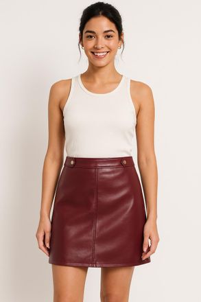 Only Lederimitatrock ONLY ONLISABEL HW FAUX LEATHER SKIRT PNT, Damen, Gr. S (36), lila (tawny port), Obermaterial: 100% Polyester, unifarben, regular fit k