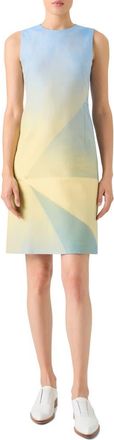 Akris Sunbeam Double Face Silk & Cotton Blend Sheath Dress in Yellow Multi at Nordstrom, Size 16