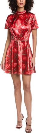 Rene Ruiz Mock Neck Floral Jacquard Fit & Flare Mini Dress