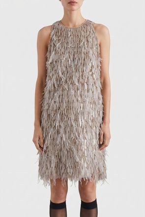 Brunello Cucinelli Beige Sleeveless Shift Dress, Size X-Small