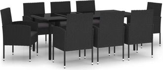 vidaXL Juego De Comedor De Jard&iacute;n 9 Piezas Negro Vidaxl