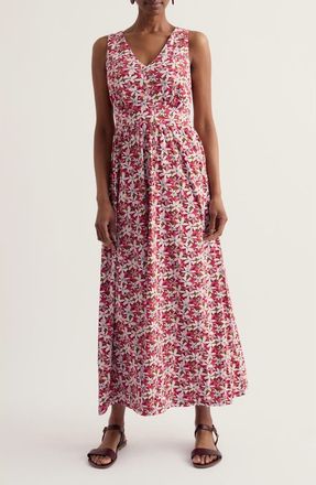 Seasalt Cornwall Polmanter Floral Sleeveless Organic Cotton Jersey Maxi Dress in Tropic Flower Dark Freesia at Nordstrom, Size 16