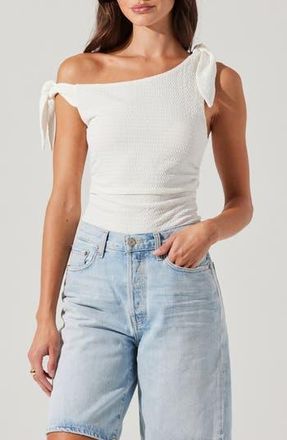 ASTR the Label Lora Bow One-Shoulder Top in White at Nordstrom Rack, Size Medium