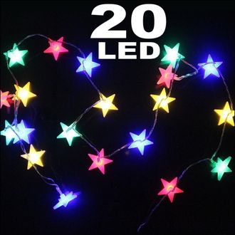 Trade Shop Trade Shop - Catena Luminosa 20 Led Luci Multicolor Stelle A Batteria Lampadine Lucciole