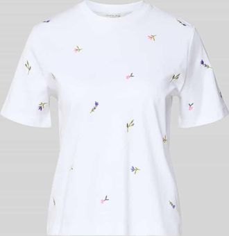 Christian Berg T-Shirt mit Blumenstickerei in Weiss, Gr&ouml;&szlig;e XXL