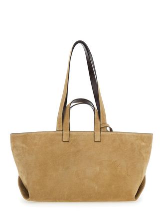 A.P.C. Womens Tote Bag Le Drummer Beige Suede Cow Leather