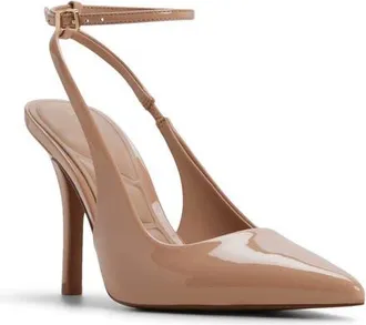 Aldo Nikoletta Pointed Toe Ankle Strap Pump in Other Medium Beige at Nordstrom, Size 6.5