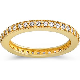 Sterling Forever Thin Cubic Zirconia Band Ring in Gold at Nordstrom, Size 10