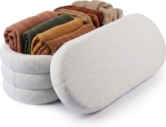 Relaxdays Relaxdays Banco Tapizado Boucl&eacute;, Tejido Teddy, Acolchado, Con Almacenaje, 42x110x45 Cm, Blanco