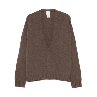 Alysi Truien & Vesten, Dames, Bruin, XS, Wol, Wol V-hals Trui