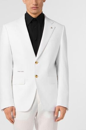 Philipp Plein Linen Miami Vice Fit Blazer Men in Offwhite at Nordstrom, Size 58