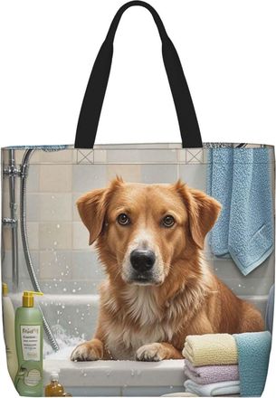 Generic Bath And Dog Shopping Bag Durable Shoulder Bag Foldable Tote Bags For Travel Yoga Casual
