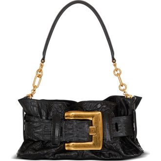 Balmain Mini Anthem bag in embossed crocodile-print calfskin in Black at Nordstrom