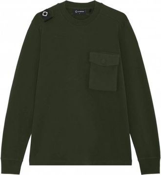 Mastrum Lange Mouw Cargo Zak T-shirt - Heren - Sweatshirts - Groen - S - Katoen - Hoodies & sweatvesten