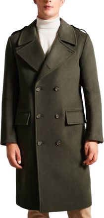 Ted Baker Avin Wool Blend Military Coat In Dark Green