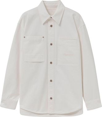 Wooyoungmi Ivory Cotton Shirt With Distinctive Logo Embroidery