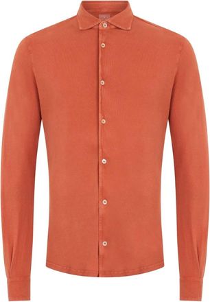 Fedeli Blouses & Shirts - Heren - Casual Overhemden - Oranje - S - Overhemden