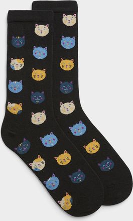 Simons Womens Expressive cat socks