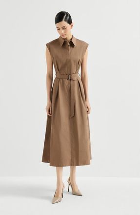 Brunello Cucinelli Texture twill Chemisier dress in Brown at Nordstrom, Size 3X-Large Eu