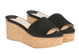 Jimmy Choo London Black Suede Platform Wedges Size 40