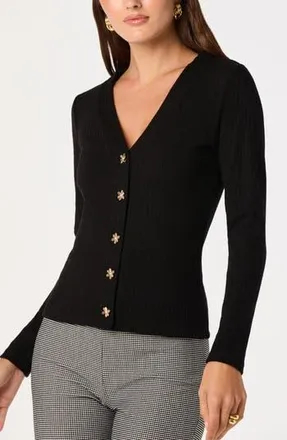 ASTR the Label McKenzie V-Neck Cardigan in Black at Nordstrom Rack, Size X-Small