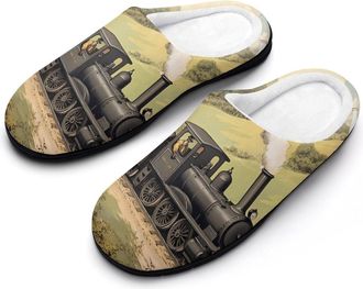 Generic The Industrial Revolution Mens House Slippers Memory Foam Washable Cotton Slip on Home Shoes