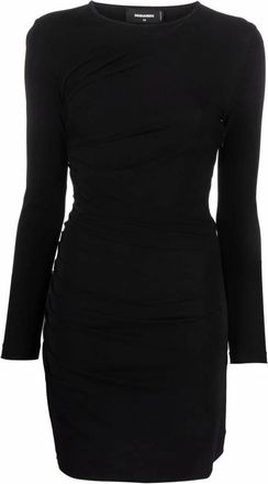 Dsquared2 Ruched Long Sleeve Mini Dress - Dames - Jurken - Zwart - Maat: XS Viscose