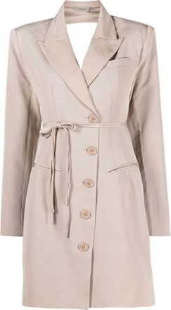 Gestuz cut-out blazer dress - women - Viscose/Recycled Polyester - 34 - Neutrals