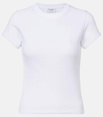 Saint Laurent Cassandre ribbed-knit cotton jersey T-shirt