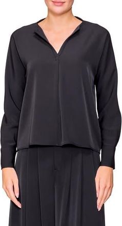 Melloday Crepe Split Front Top in Black at Nordstrom Rack, Size X-Large