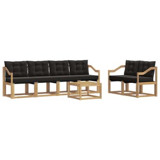 vidaXL Conjunto De Sof&aacute;s De Exterior Con Coj&iacute;n 7 Pcs Blanco Y Negro Vidaxl