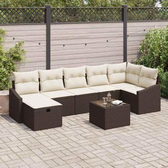 vidaXL Conjunto De Sof&aacute; De Jard&iacute;n 8 Pcs Marr&oacute;n 55 X 62 X 69 Cm Vidaxl