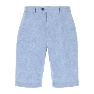 Etro Etro, Casual Shorts, male, Blue, Size: L Embroidered Cotton Bermuda Shorts
