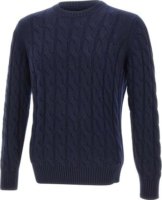 KANGRA Fijne Kasjmier Maxi Kabel Gebreide Trui - Heren - Cashmere truien - Blauw - XL - Kasjmier - Truien & Vesten